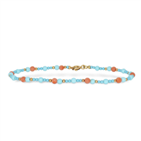 Bracciale unisex in oro giallo con corallo e turchese – 1.90 g – misura 19 cm – Idee Preziose dal 1987 - IP.BK18G/89